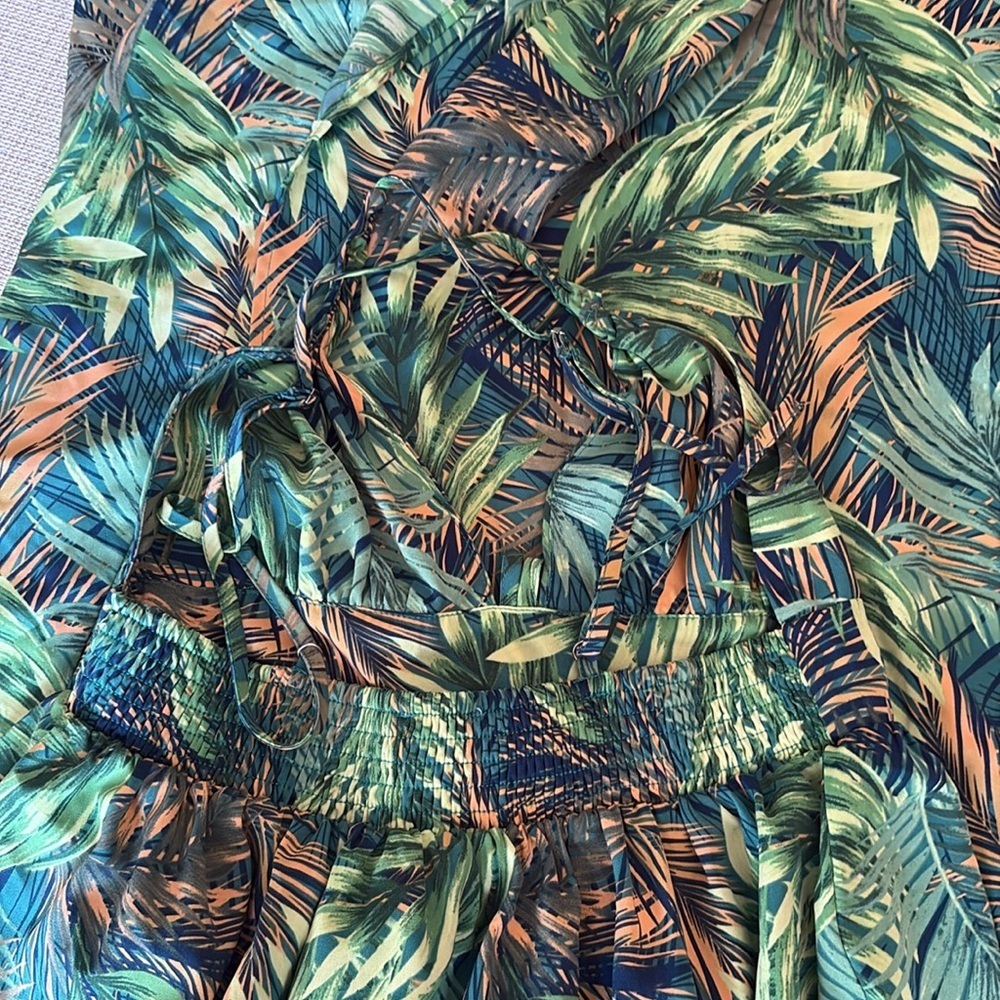 BLUSH & Day  Vacation Nights Tropical Maxi Dress in Green.size S. - Picture 5 of 11